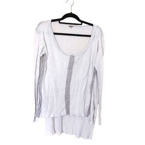 Free People Size Medium M Oversized White Lace Sweater High Low Top